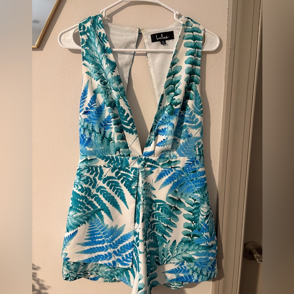Lulu's Green and Blue Fern Print Dress